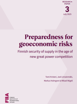 PDF:n kansikuva Preparedness for geoeconomic risks: Finnish security of supply in the age of new great power competition