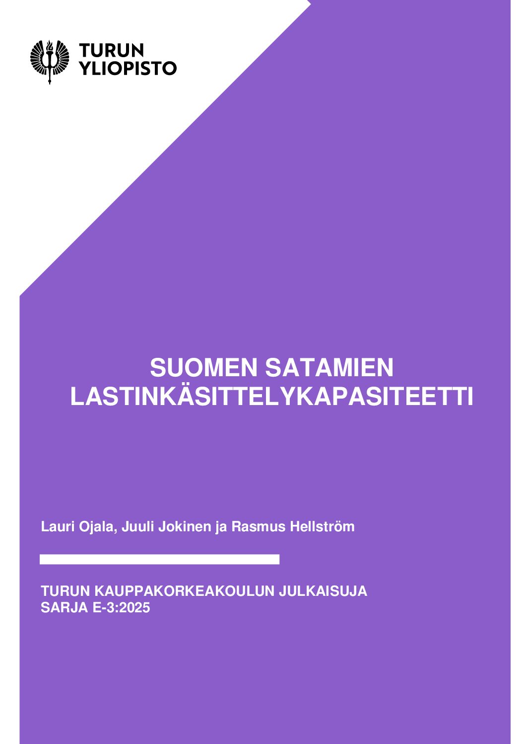 PDF:n kansikuva Suomen satamien lastinkäsittelykapasiteetti